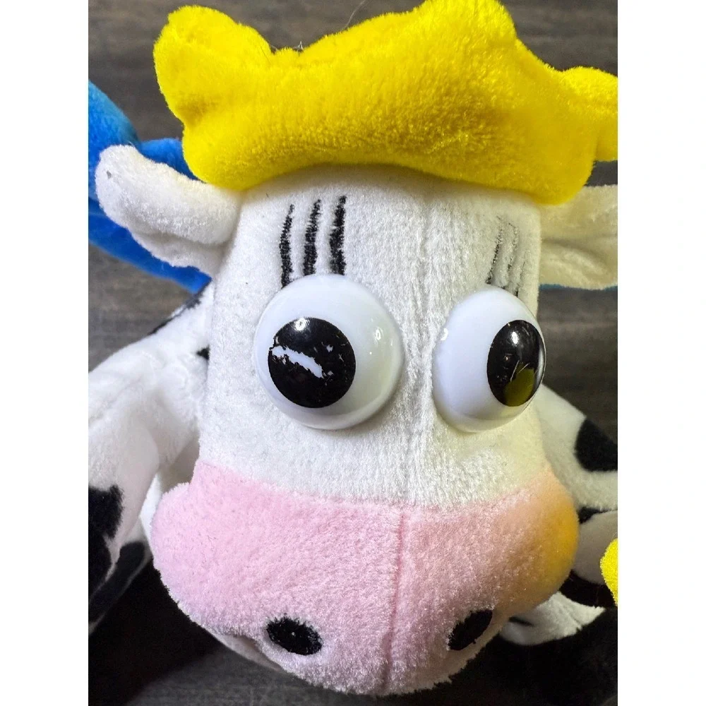LR Plush Cow with Wings Stuffed Animal Toy Yellow Hair Black Spots Kraft Singles